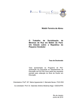 Waldir Ferreira de Abreu O Trabalho de Socializa&ccedil;&atilde;o de Meninos