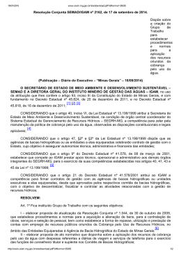 Resolução Conjunta SEMAD/IGAM nº 2162, de 17 de