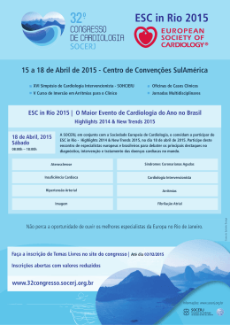 15 a 18 de Abril de 2015 - Centro de Convenções SulAmérica