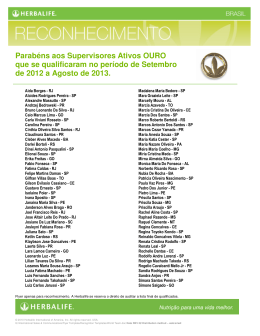 Parabéns aos Supervisores Ativos OURO que se