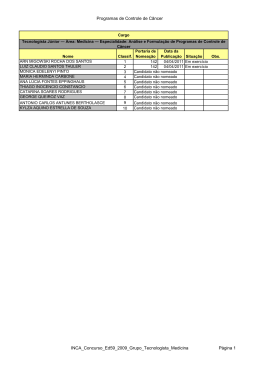 Programas de Controle de C&acirc;ncer