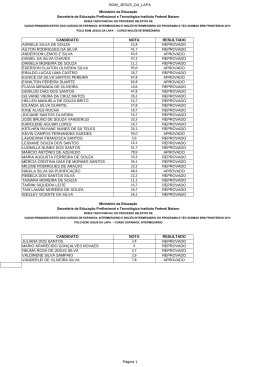 Retifica&ccedil;&atilde;o: Resultado Parcial Nivelamento