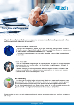 AAgtech oferece solu&ccedil;&otilde;es em hosting, atraves de parcerias com