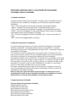 Informa&ccedil;&otilde;es adicionais sobre o Curso Estudos de Comunica&ccedil;&atilde;o