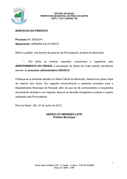 Despacho do Prefeito Processo nº 255/2014.
