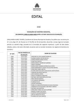 Edital - Exuma&ccedil;&otilde;es no cemit&eacute;rio municipal decorridos dois anos ou