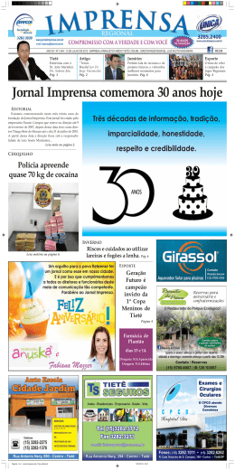 Jornal Imprensa comemora 30 anos hoje