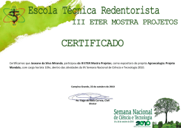 Certificamos que Joseane da Silva Miranda, participou da III ETER