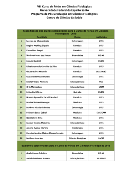 VIII Curso de F&eacute;rias em Ci&ecirc;ncias Fisiol&oacute;gicas Universidade Federal