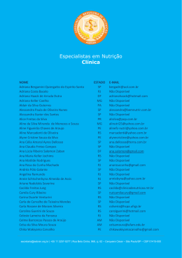 Especialistas em Nutri&ccedil;&atilde;o Cl&iacute;nica