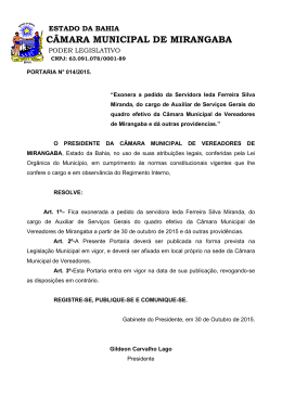 Portaria N° 014/2015 - Portal da Câmara Municipal de Mirangaba