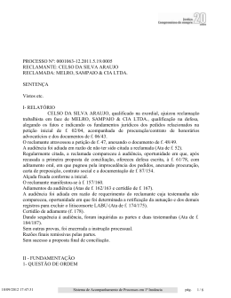 PROCESSO Nº: 0001063-12.2011.5.19.0005 RECLAMANTE