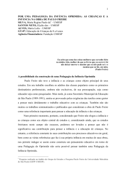 as crian&ccedil;as e a inf&acirc;ncia na obra de paulo freire