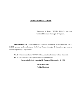 LEI MUNICIPAL Nº 2.021/1996 “Denomina de Bairro “SANTA ROSA
