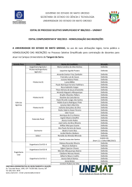 Edital complementar nº 002 - Homologação das inscrições
