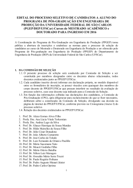 Edital do Processo Seletivo. - PPGEP &ndash; Programa de P&oacute;s