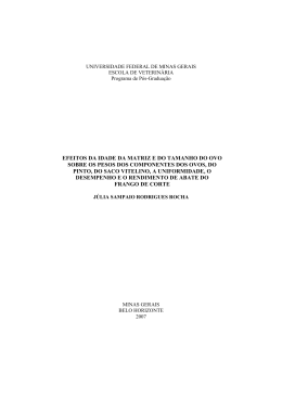 Efeitos da idade da matriz e do tamanho do ovo sobre os pesos dos
