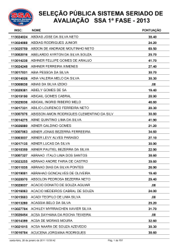 seleção pública sistema seriado de avaliação ssa 1ª fase