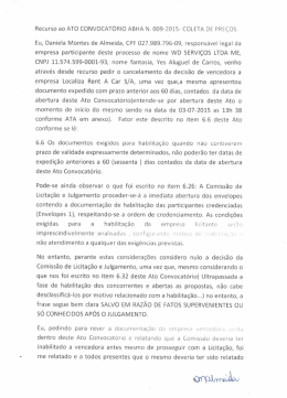 Recurso ao ATO CONVOCATÓRIO ABHA N. 009-2015