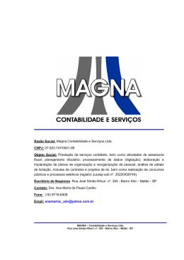 Razão Social: Magna Contabilidade e Serviços Ltda. CNPJ: 07.823