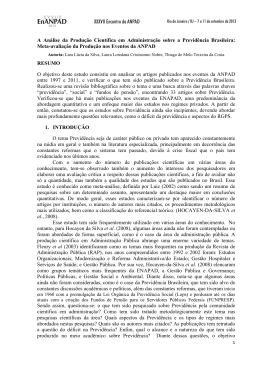 A An&aacute;lise da Produ&ccedil;&atilde;o Cient&iacute;fica em Administra&ccedil;&atilde;o sobre a