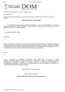 EDITAL Nº 06/2014 RETIFICAÇÃO O Secretário Municipal