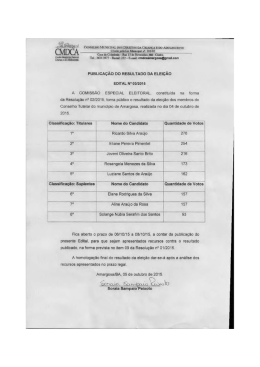 Edital n° 03/2015 - Publicação do Resultado da Eleição.