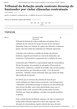 ribunal da Relação anula contrato de swap do Santander por violar