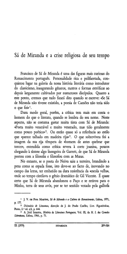 Sá de Miranda e a crise religiosa de seu tempo