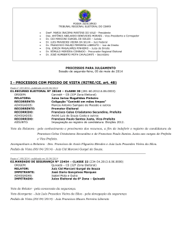 I - PROCESSOS COM PEDIDO DE VISTA (RITRE/CE, art. 48)
