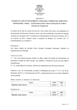 ACTA N.&deg; 5 REUNI&Atilde;O DE J&Uacute;RI DO PROCEDIMENTO