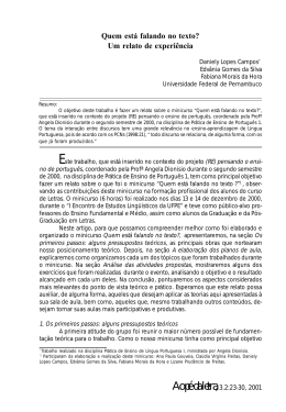Quem est&aacute; falando no texto-um relato de
