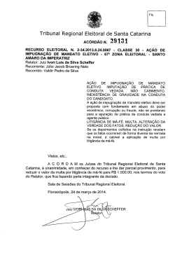 Ac&oacute;rd&atilde;o n&deg; 29.131 - Tribunal Regional Eleitoral de Santa Catarina