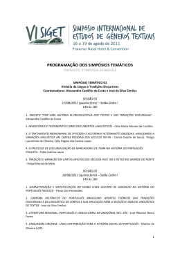 Programa&ccedil;&atilde;o - Simp&oacute;sios Tem&aacute;ticos