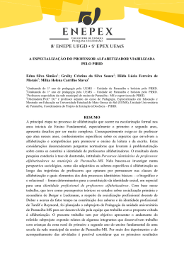 A ESPECIALIZA&Ccedil;&Atilde;O DO PROFESSOR ALFABETIZADOR