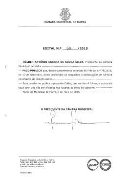 EDITAL N.&deg; 58 /2015 - C&acirc;mara Municipal de Mafra