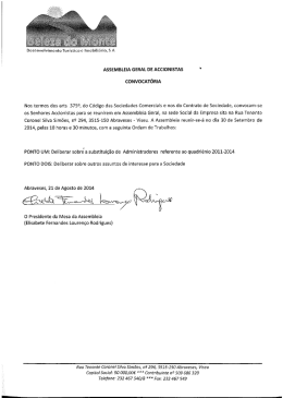 assembleia geral de accionistas - convocatória