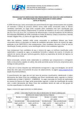 2&ordf; chamada - Letras - Comperve