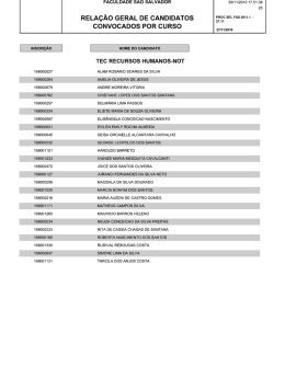 RELAÇÃO GERAL DE CANDIDATOS CONVOCADOS POR CURSO