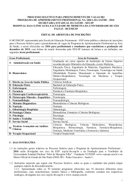 PROCESSO SELETIVO PARA PREENCHIMENTO DE VAGAS DO