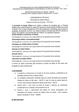 1 PROCESSO SELETIVO PARA PREENCHIMENTO DE VAGAS DO