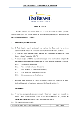 TESTE SELETIVO PARA A CONTRATAÇÃO DE