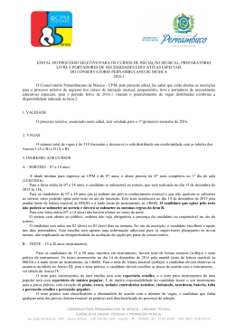 EDITAL DO PROCESSO SELETIVO PARA OS CURSOS DE