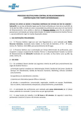 processo seletivo para central de relacionamento