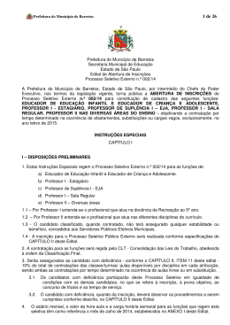 Edital - Processo Seletivo para o ano letivo de 2015