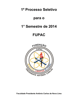 1&deg; PROCESSO SELETIVO PARA O