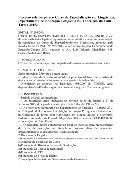 Processo seletivo para o Curso de Especialização em
