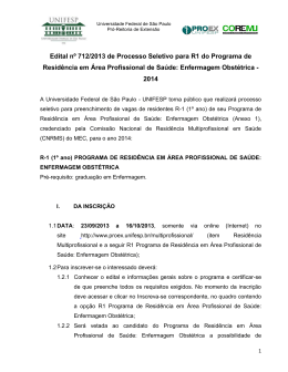 Edital nº 712/2013 de Processo Seletivo para R1 do