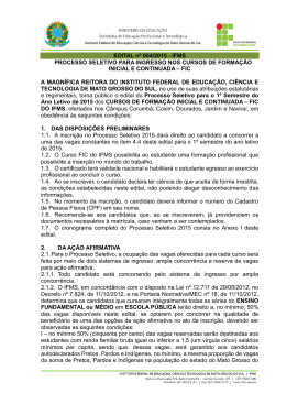 EDITAL nº 004/2015 - IFMS PROCESSO SELETIVO PARA