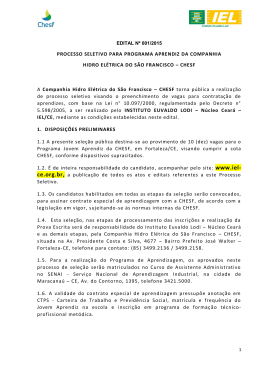 PROCESSO SELETIVO PARA PROGRAMA APRENDIZ DA